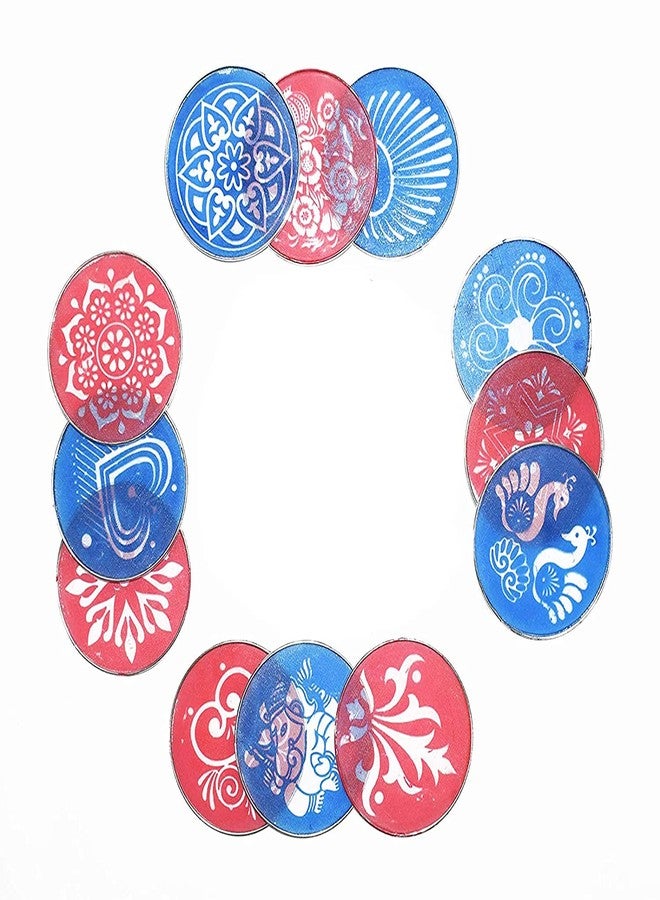 أسينشين مجموعة أسينشن رانجولي، 5 زجاجات مسحوق رانجولي متعدد الألوان (80 غرام لكل زجاجة)، مع 5 قوالب دائرية متعددة التصاميم (4 بوصات)، ألوان مسحوق رانجولي، مجموعة صنع رانجولي لعيد ديوالي، نافراتري، بونغال، أونام - Image 5